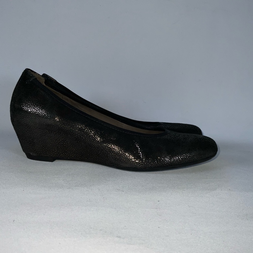 Gabor Sacchetto Embossed Suede Wedge Black size 9 US 6.5UK Used
